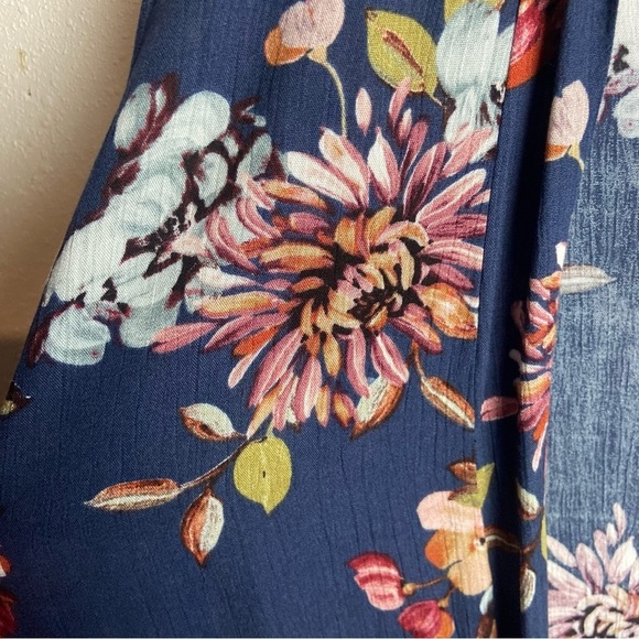 Pink Clover Size Small Maples Open Front Floral Kimono Cardigan Navy Blue Swim - Picture 7 of 8